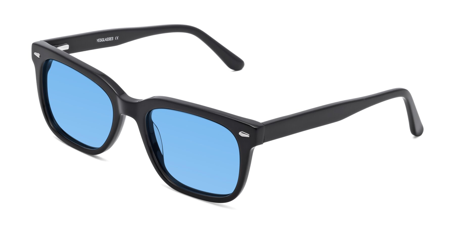 Angle of 1052 in Black with Medium Blue Tinted Lenses