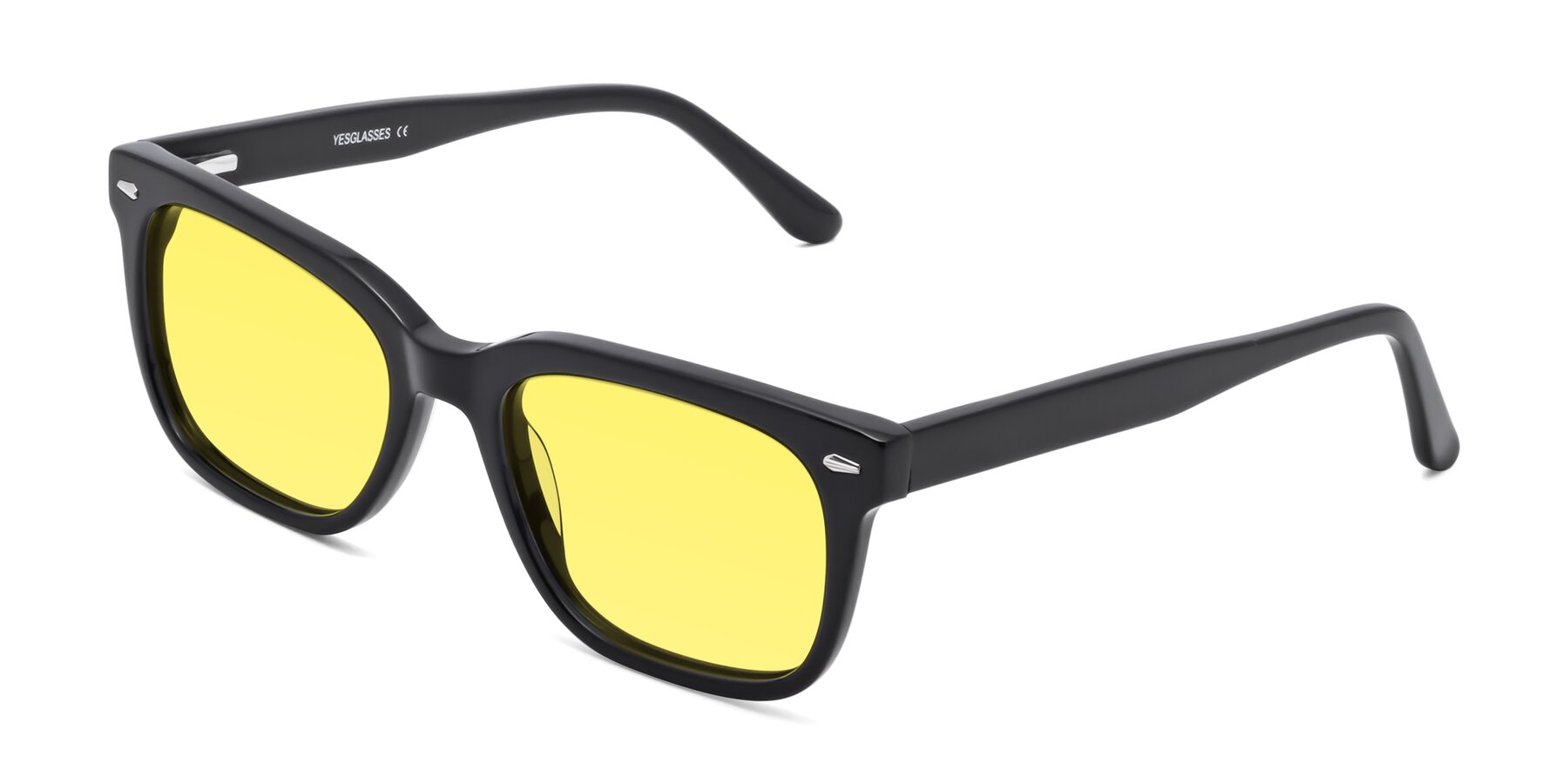 Angle of 1052 in Black with Medium Yellow Tinted Lenses