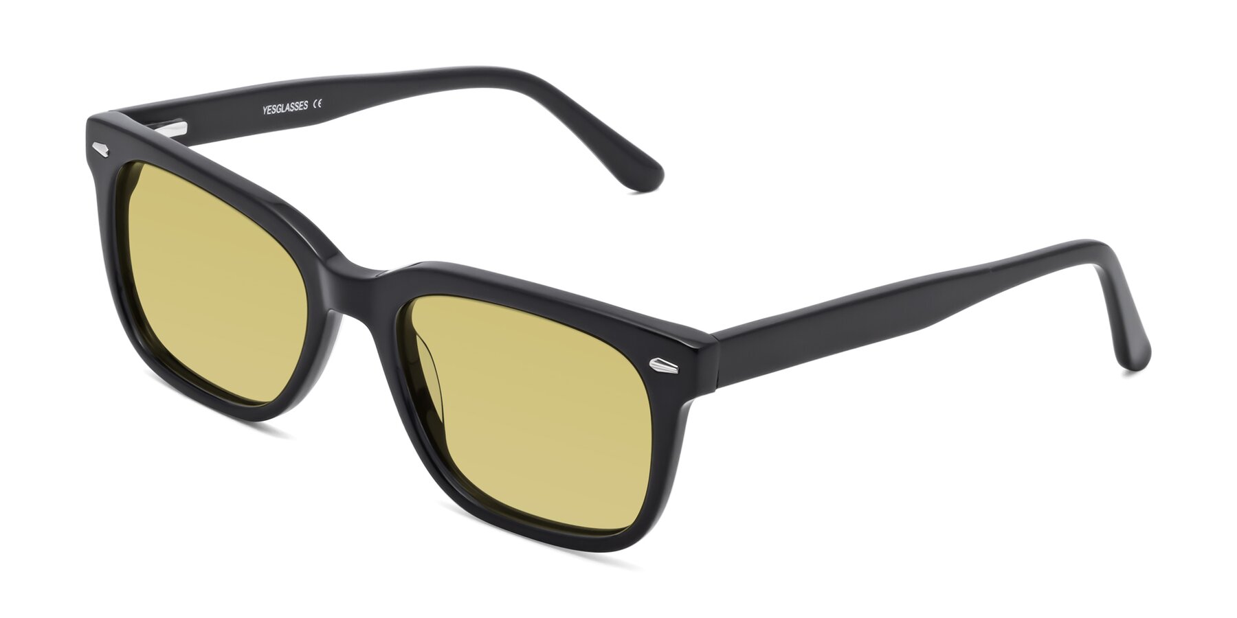 Angle of 1052 in Black with Medium Champagne Tinted Lenses