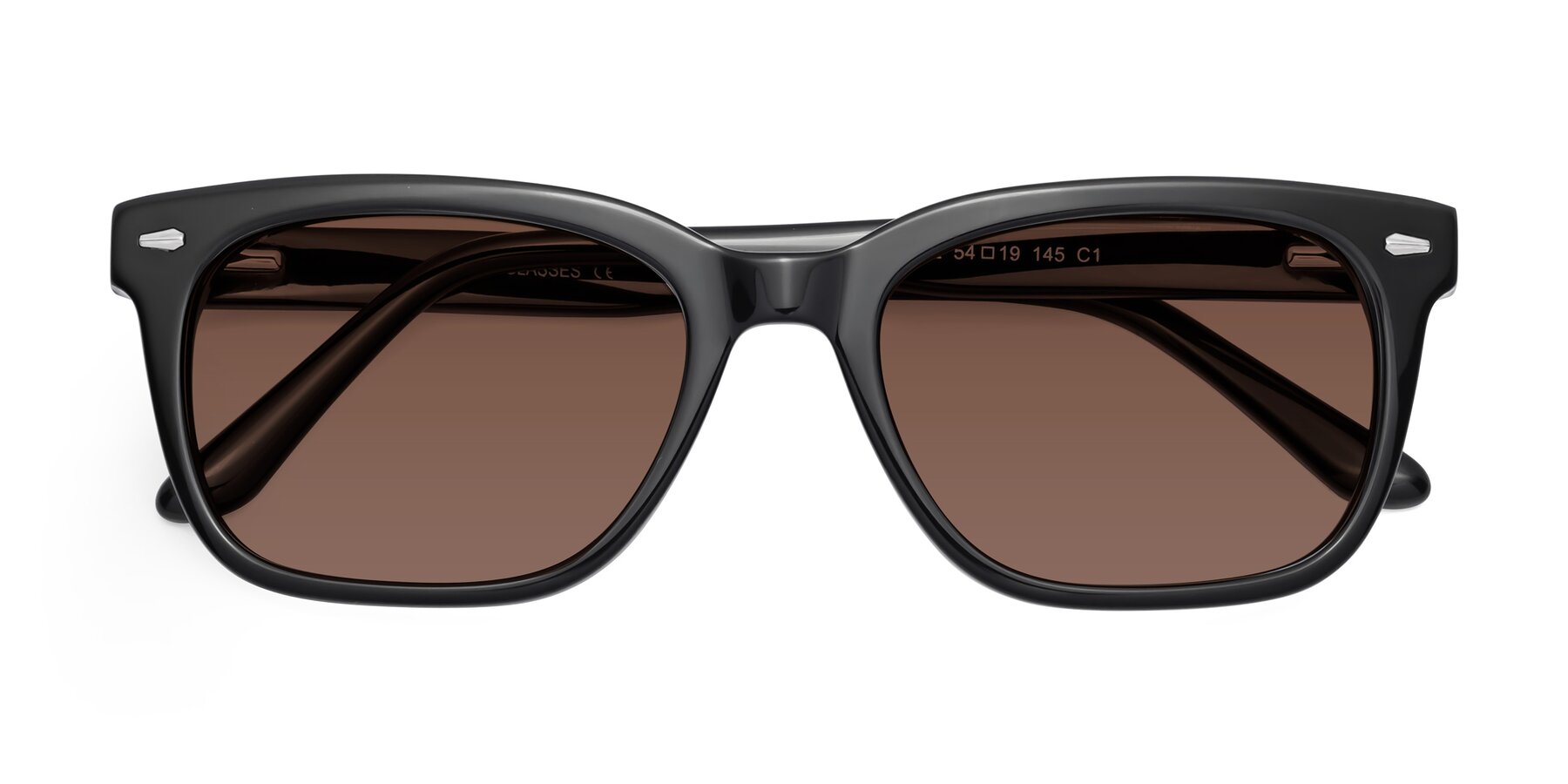 Folded Front of 1052 in Black with Brown Tinted Lenses