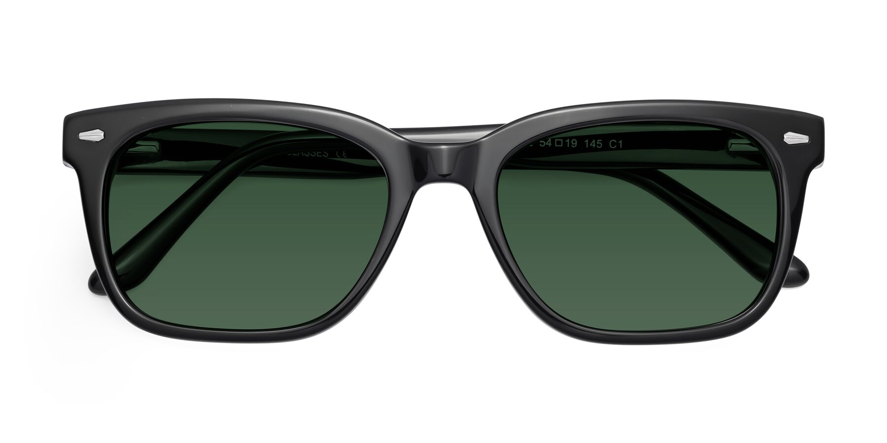 Folded Front of 1052 in Black with Green Tinted Lenses