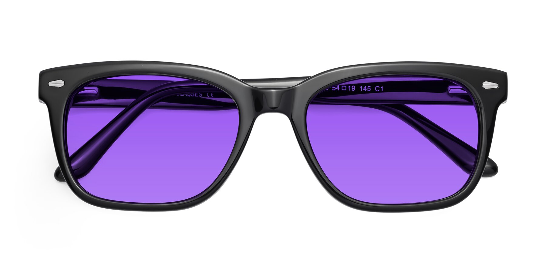 Folded Front of 1052 in Black with Purple Tinted Lenses