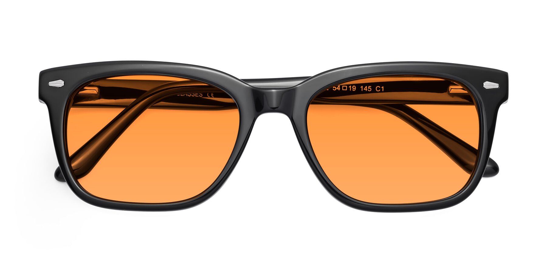 Folded Front of 1052 in Black with Orange Tinted Lenses