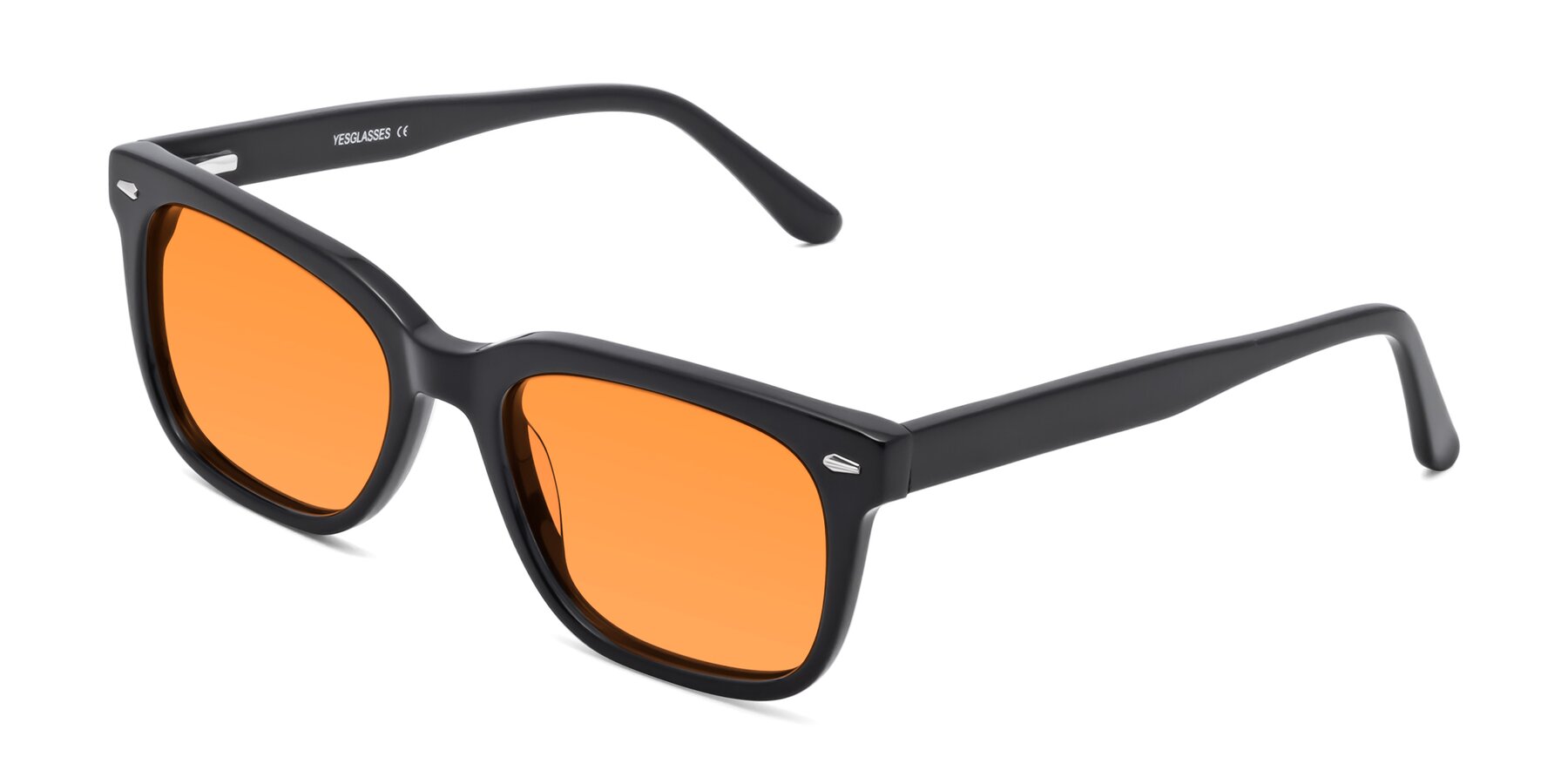 Angle of 1052 in Black with Orange Tinted Lenses