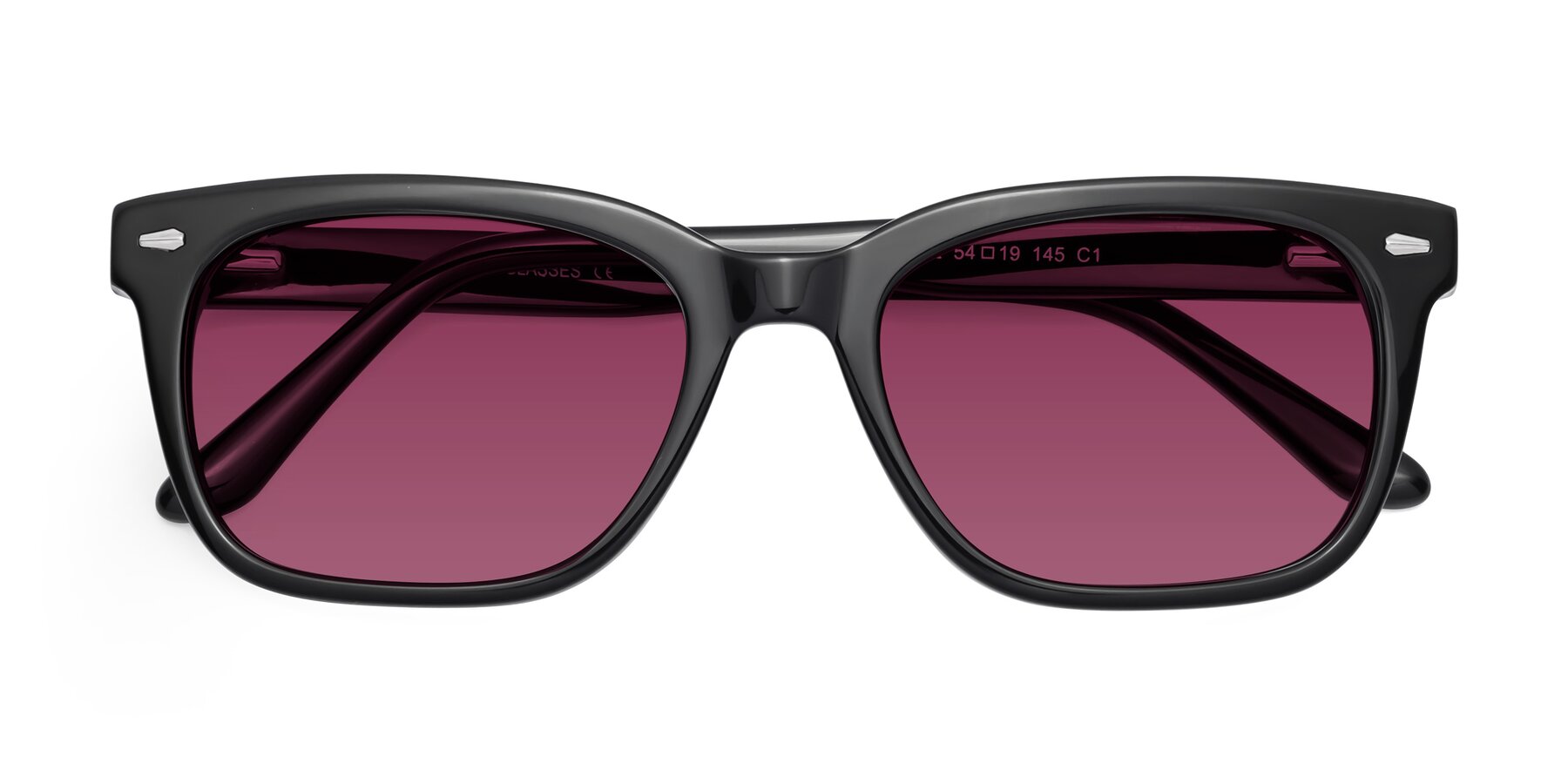 Folded Front of 1052 in Black with Wine Tinted Lenses