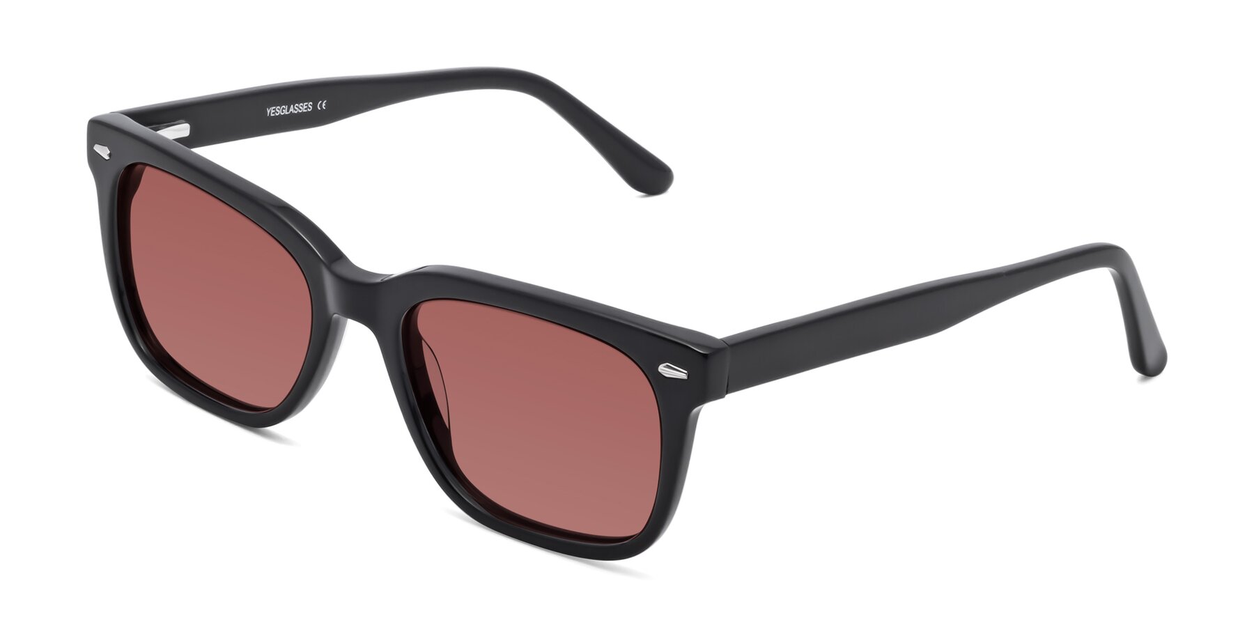 Angle of 1052 in Black with Garnet Tinted Lenses