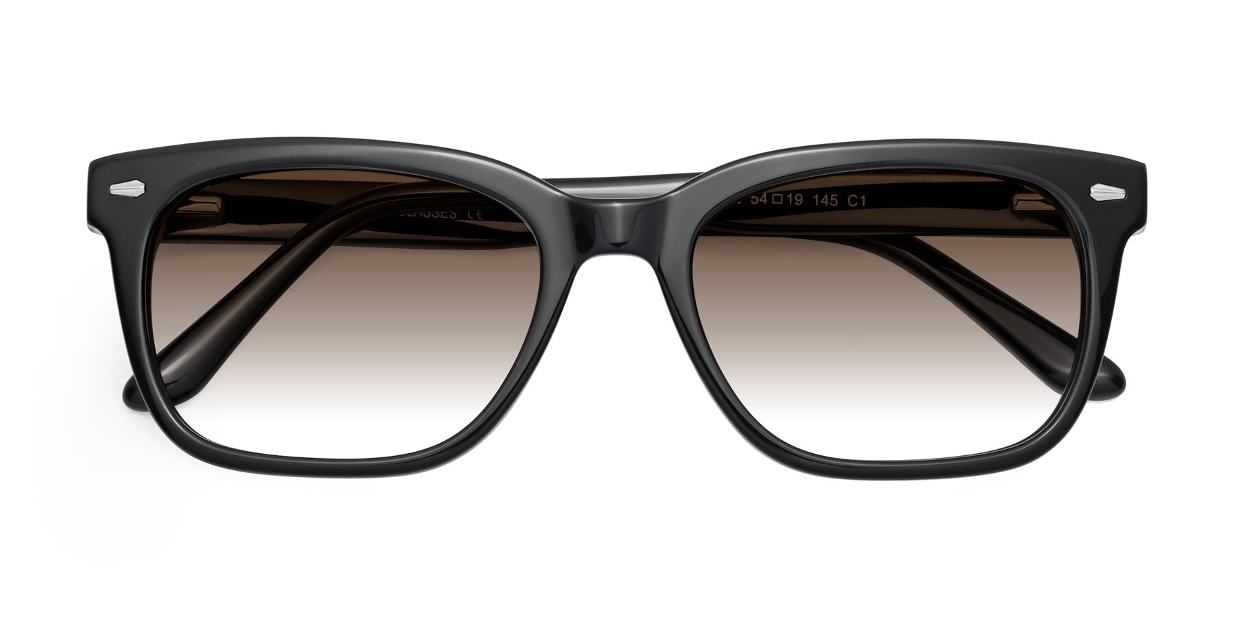 Folded Front of 1052 in Black with Brown Gradient Lenses