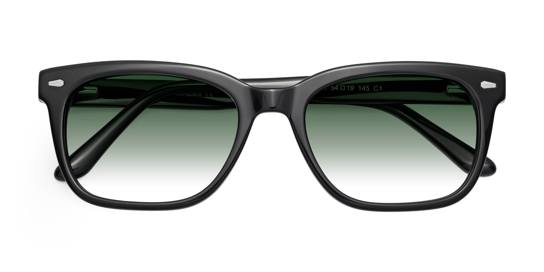 Folded Front of 1052 in Black with Green Gradient Lenses