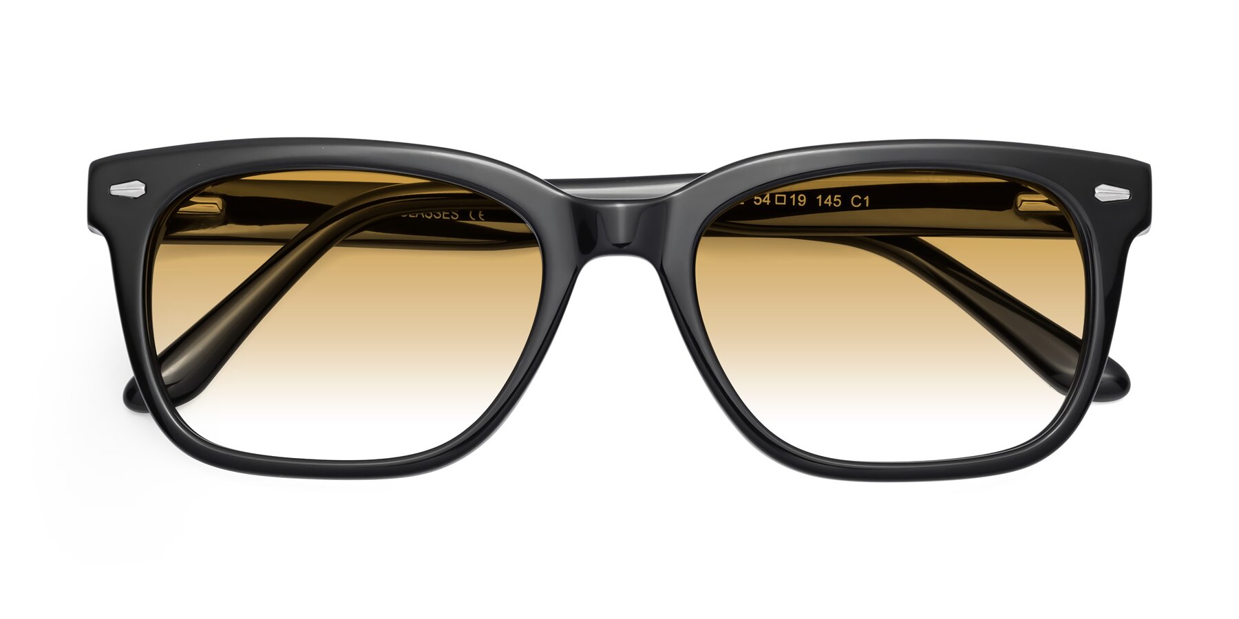 Folded Front of 1052 in Black with Champagne Gradient Lenses
