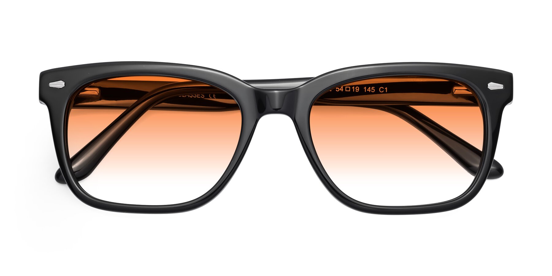 Folded Front of 1052 in Black with Orange Gradient Lenses