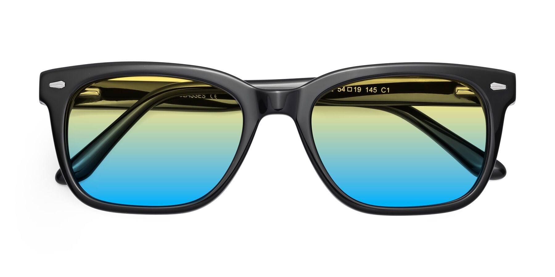 Folded Front of 1052 in Black with Yellow / Blue Gradient Lenses