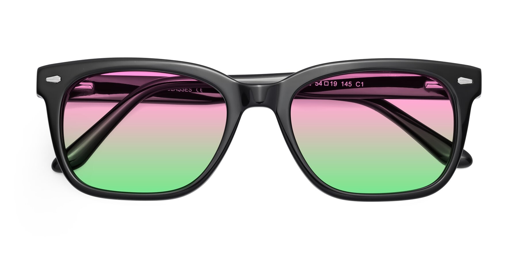 Folded Front of 1052 in Black with Pink / Green Gradient Lenses