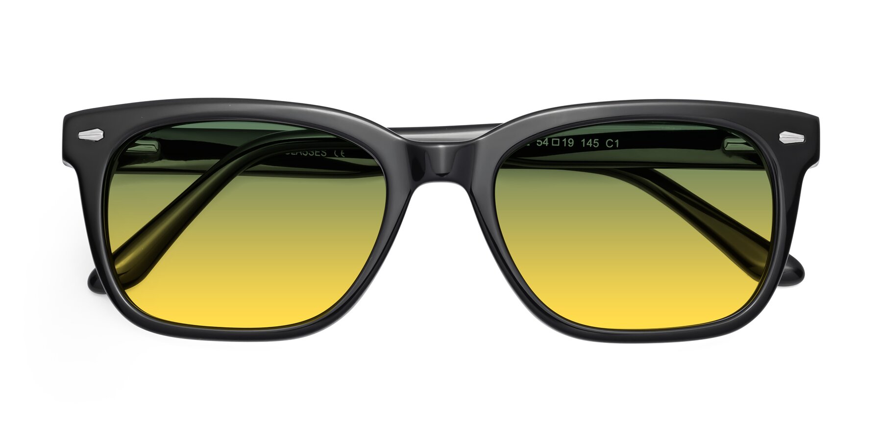 Folded Front of 1052 in Black with Green / Yellow Gradient Lenses
