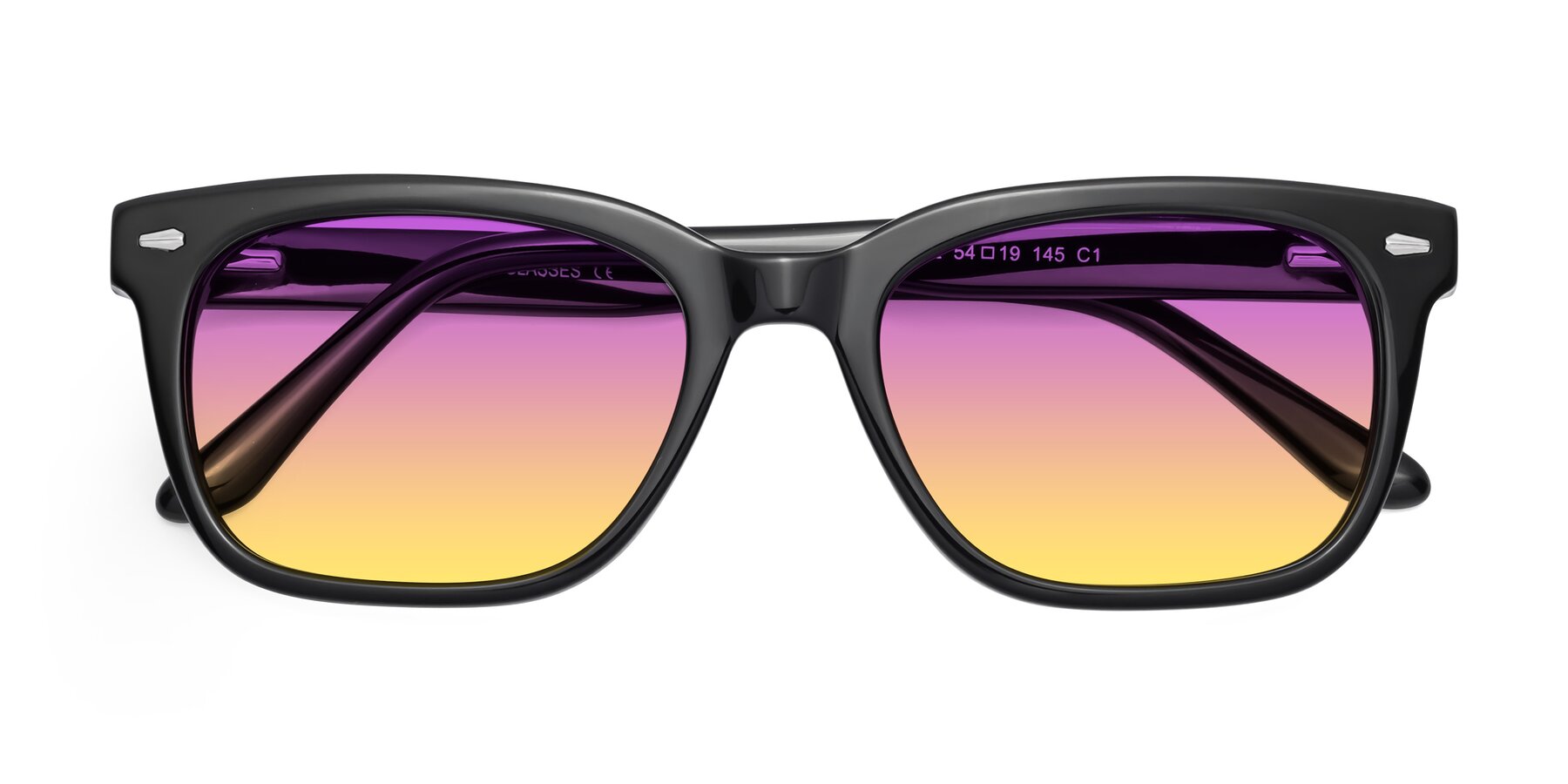 Folded Front of 1052 in Black with Purple / Yellow Gradient Lenses