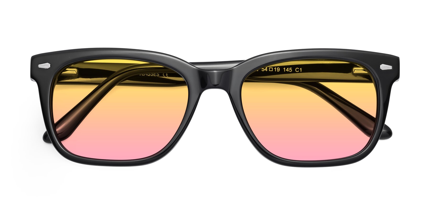 Folded Front of 1052 in Black with Yellow / Pink Gradient Lenses