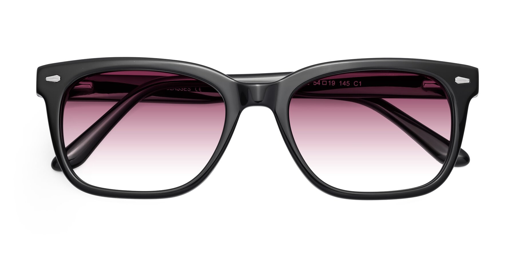 Folded Front of 1052 in Black with Wine Gradient Lenses