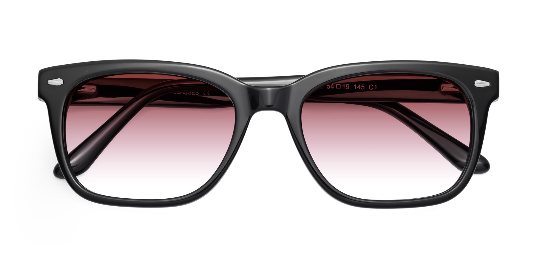 Folded Front of 1052 in Black with Garnet Gradient Lenses