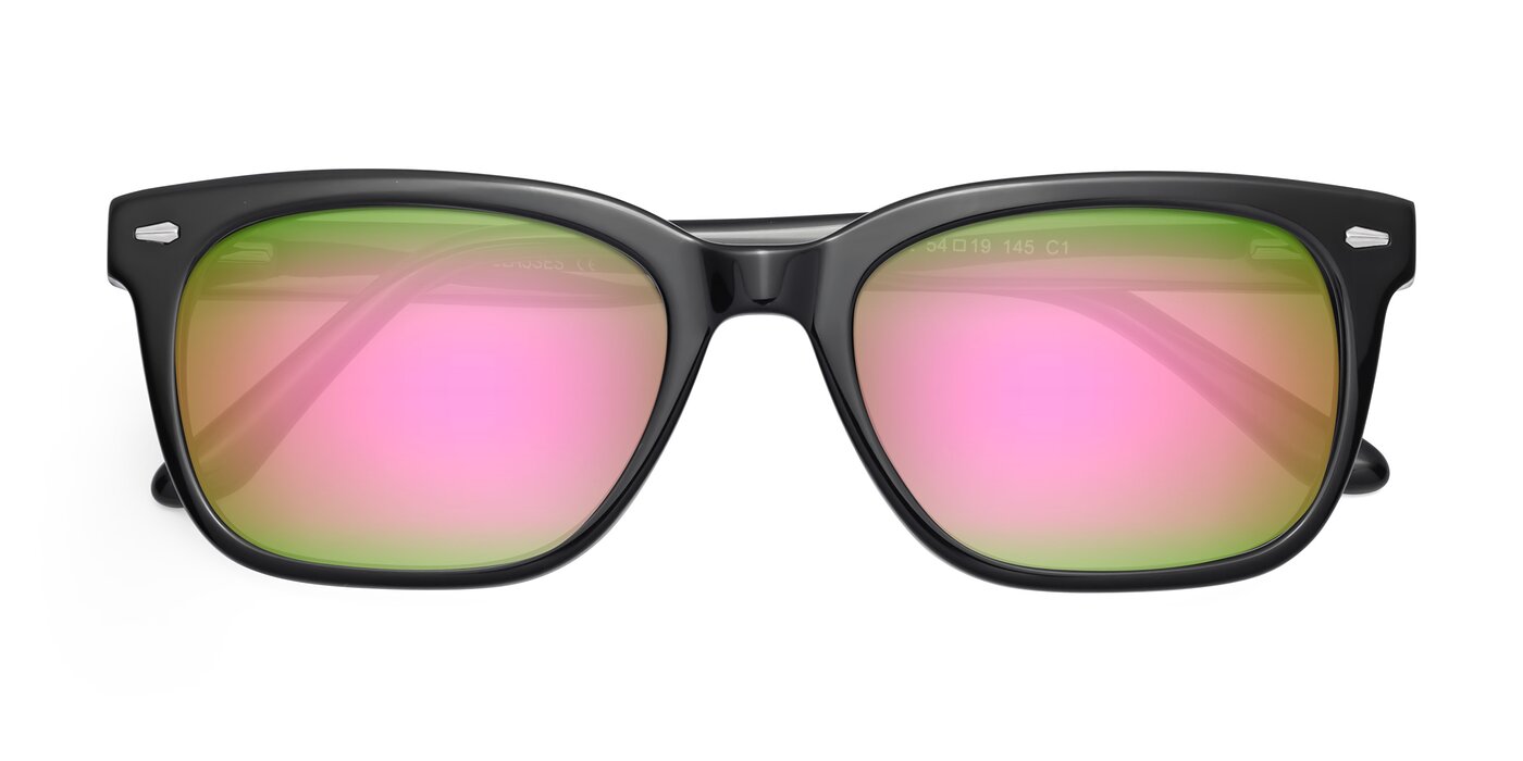 1052 - Black Flash Mirrored Sunglasses