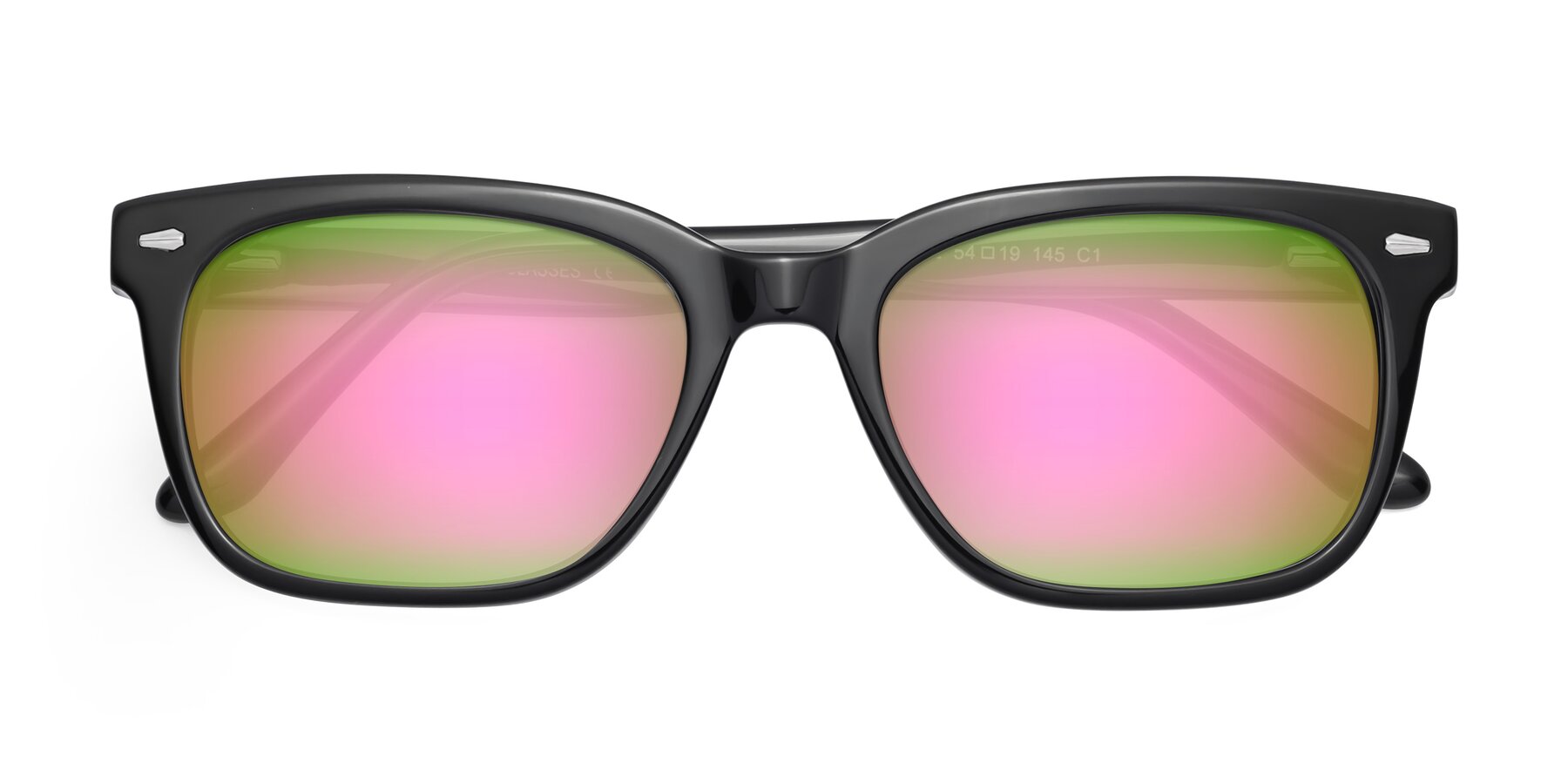 Folded Front of 1052 in Black with Pink Mirrored Lenses