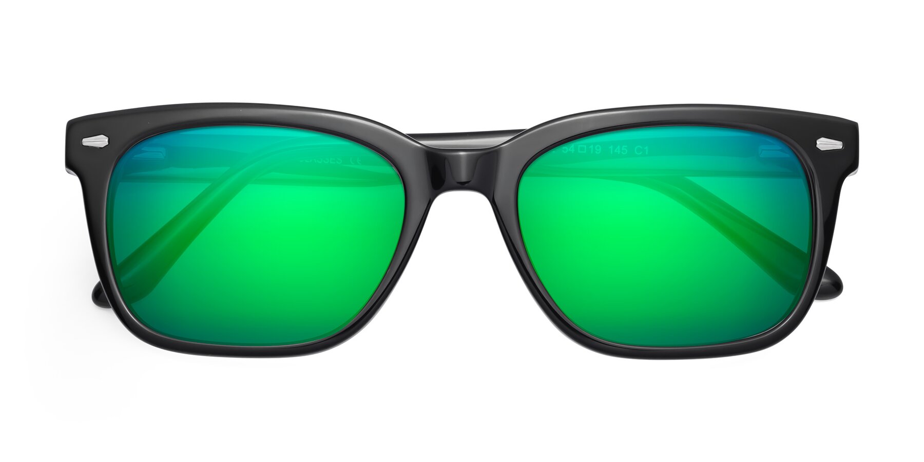 Folded Front of 1052 in Black with Green Mirrored Lenses