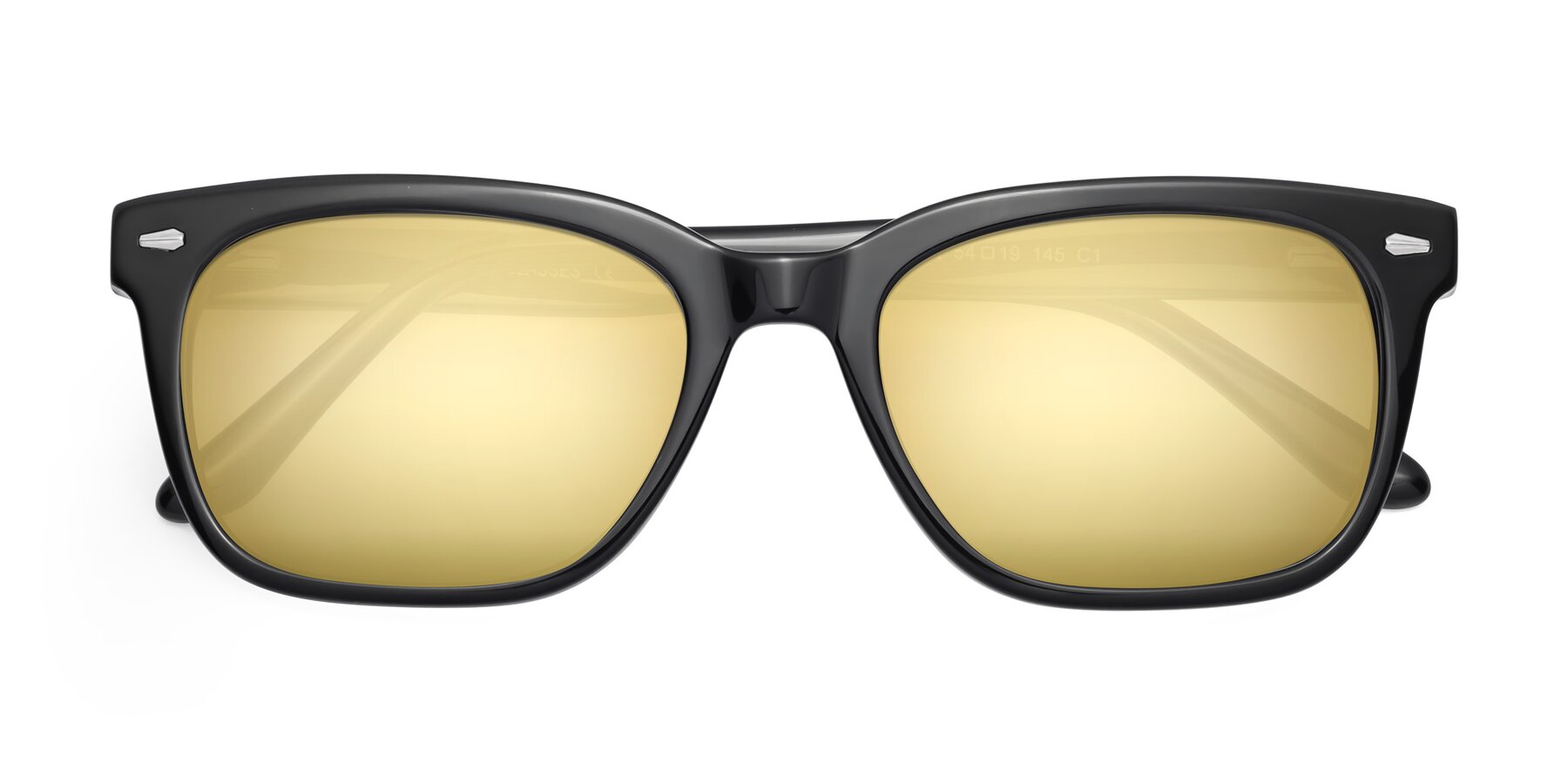 Folded Front of 1052 in Black with Gold Mirrored Lenses