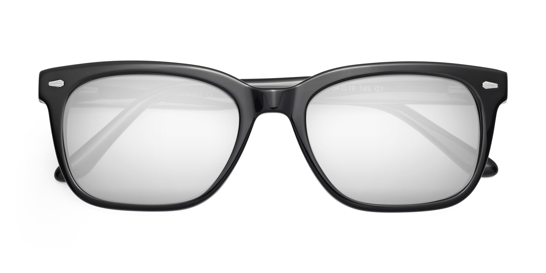 Folded Front of 1052 in Black with Silver Mirrored Lenses