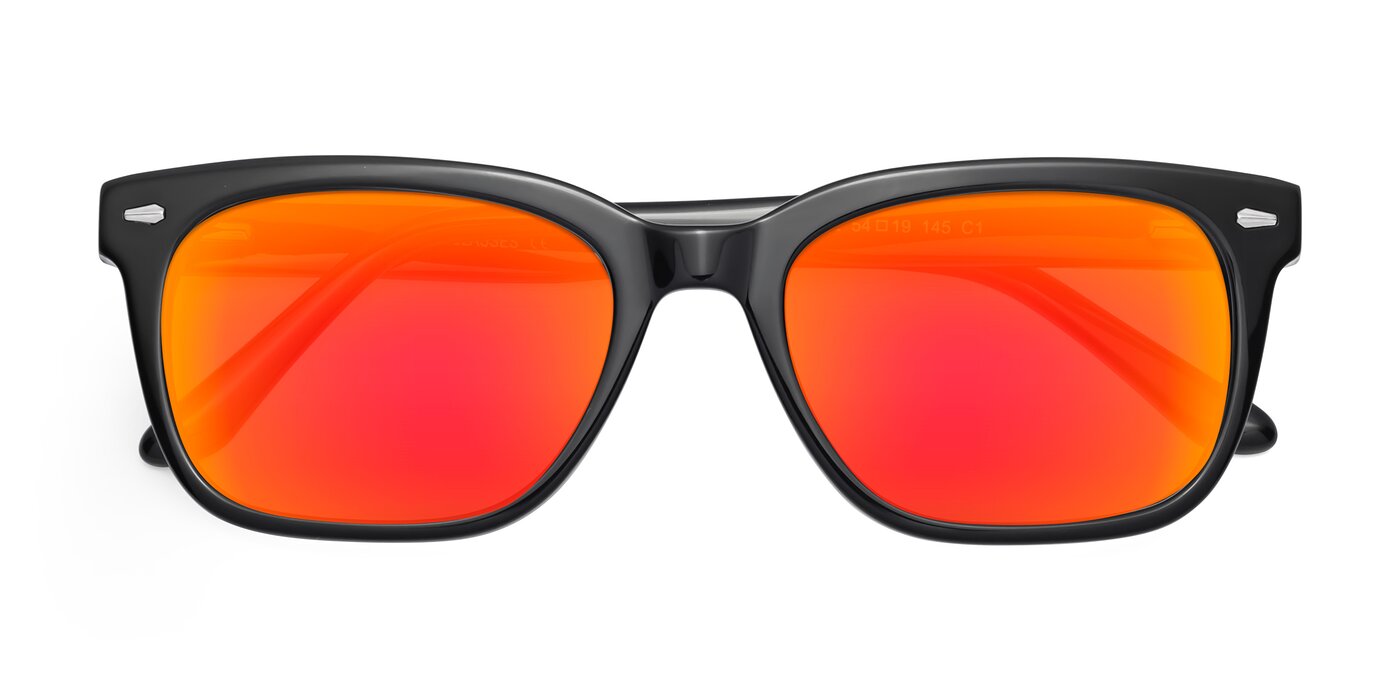 1052 - Black Flash Mirrored Sunglasses