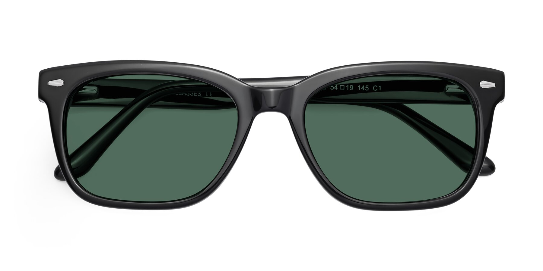 Folded Front of 1052 in Black with Green Polarized Lenses