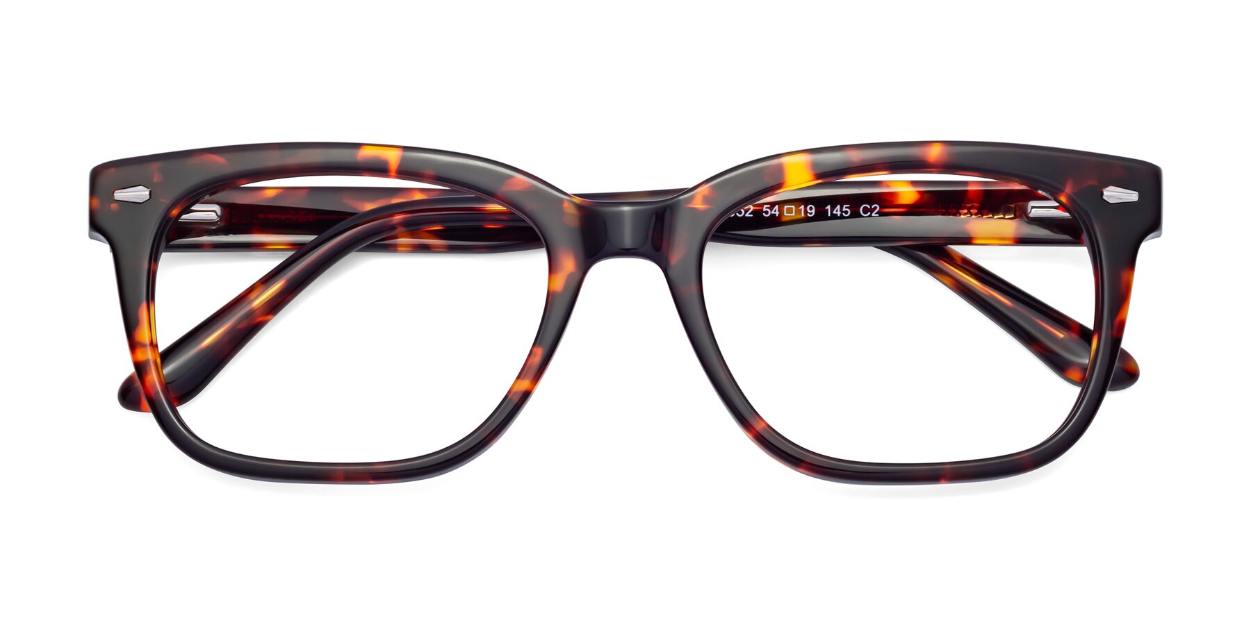 Folded Front of 1052 in Red Tortoise with Clear Blue Light Blocking Lenses