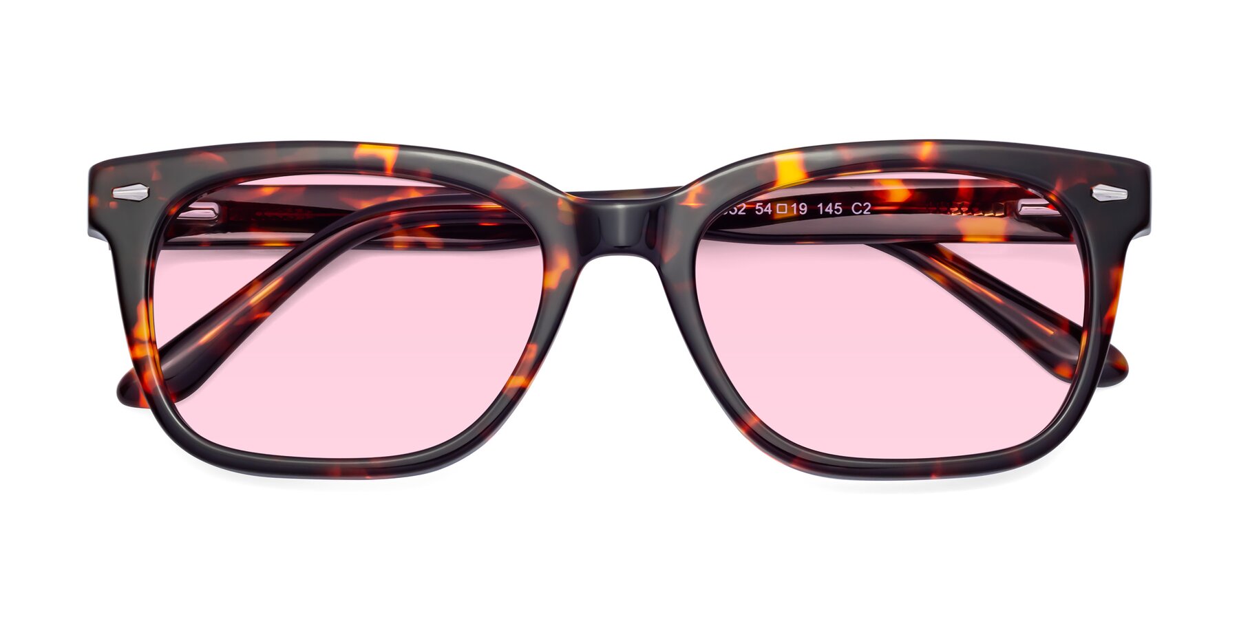 Folded Front of 1052 in Red Tortoise with Light Pink Tinted Lenses