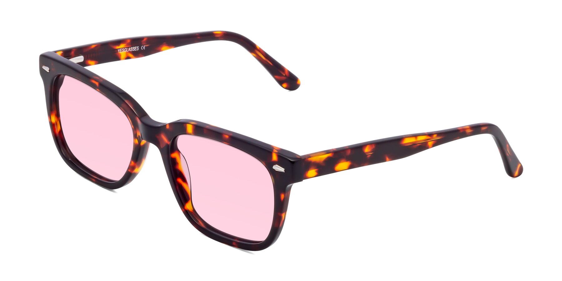 Angle of 1052 in Red Tortoise with Light Pink Tinted Lenses