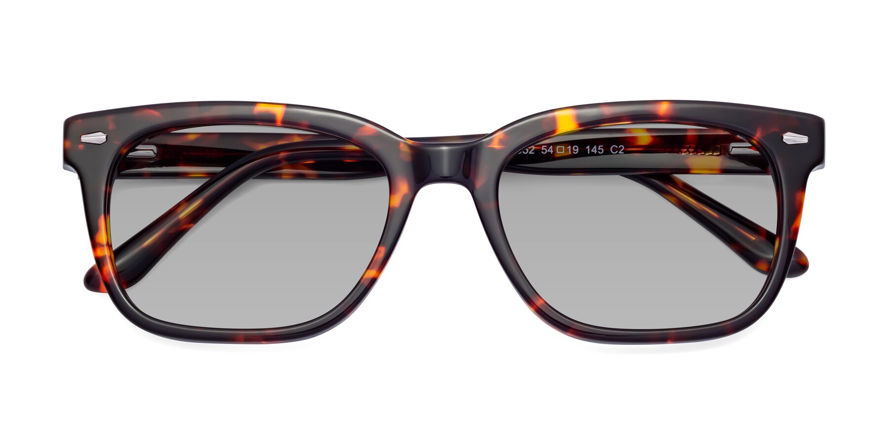 Folded Front of 1052 in Red Tortoise with Light Gray Tinted Lenses