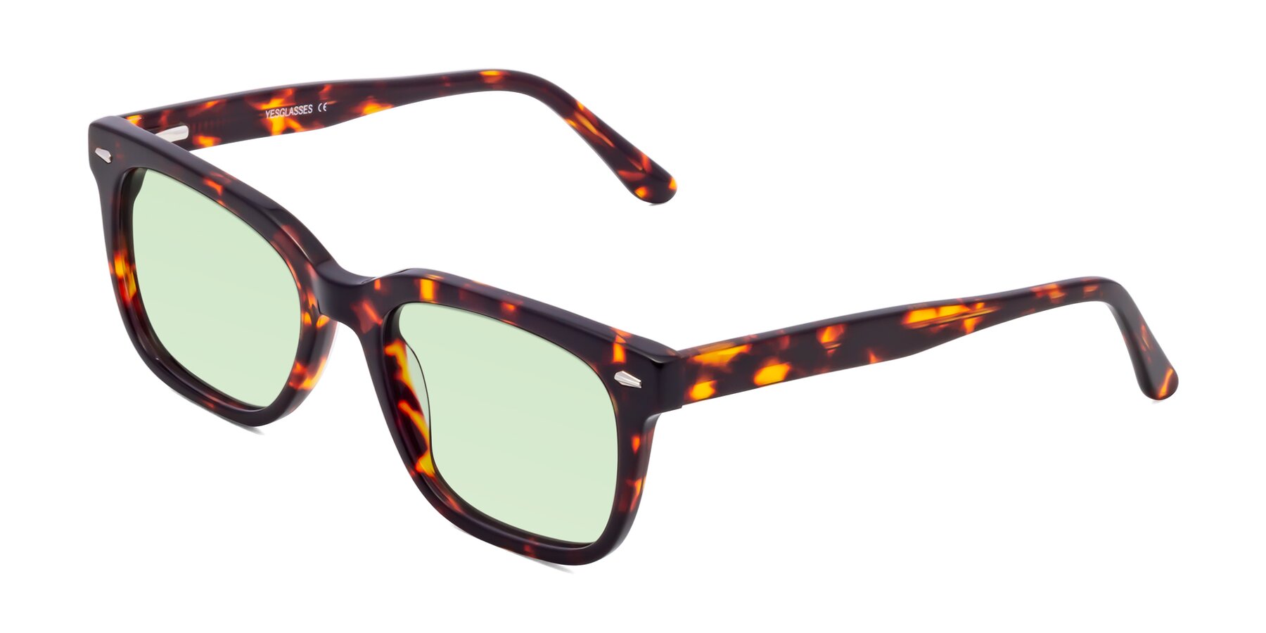 Angle of 1052 in Red Tortoise with Light Green Tinted Lenses