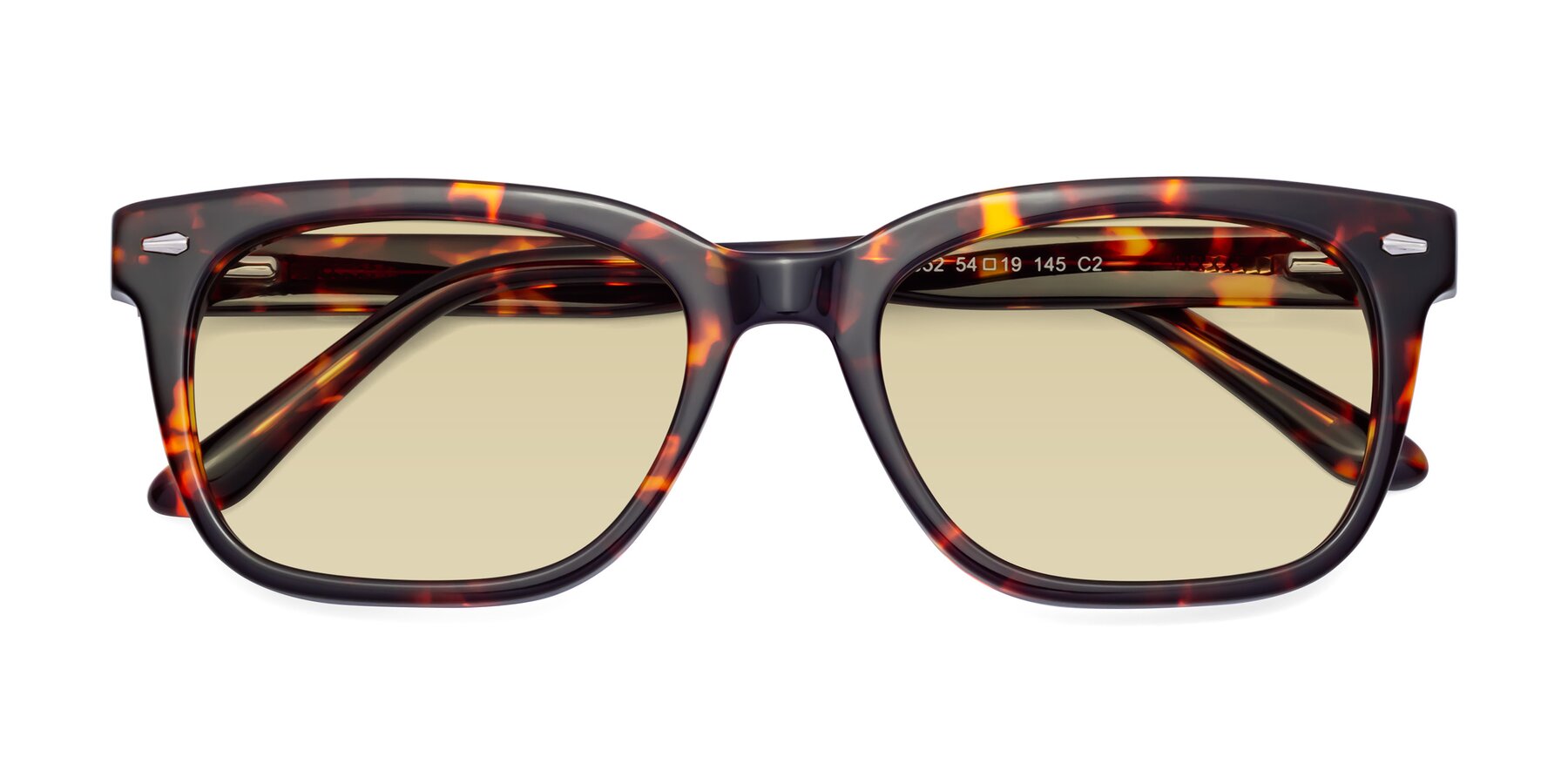 Folded Front of 1052 in Red Tortoise with Light Champagne Tinted Lenses