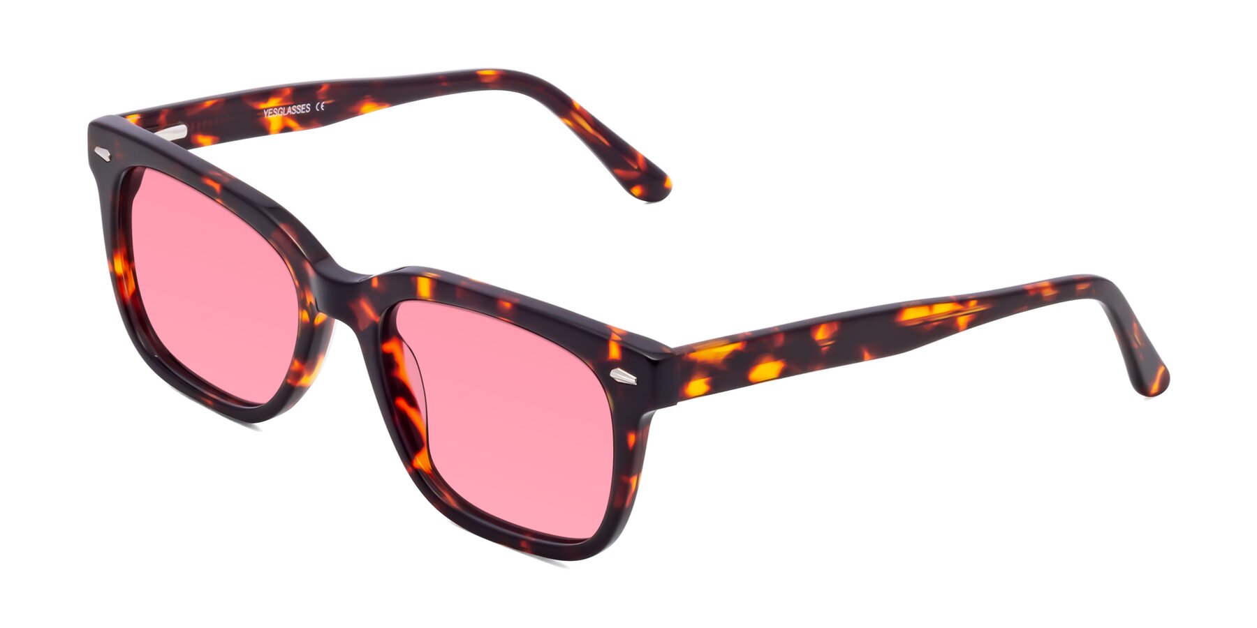 Angle of 1052 in Red Tortoise with Pink Tinted Lenses