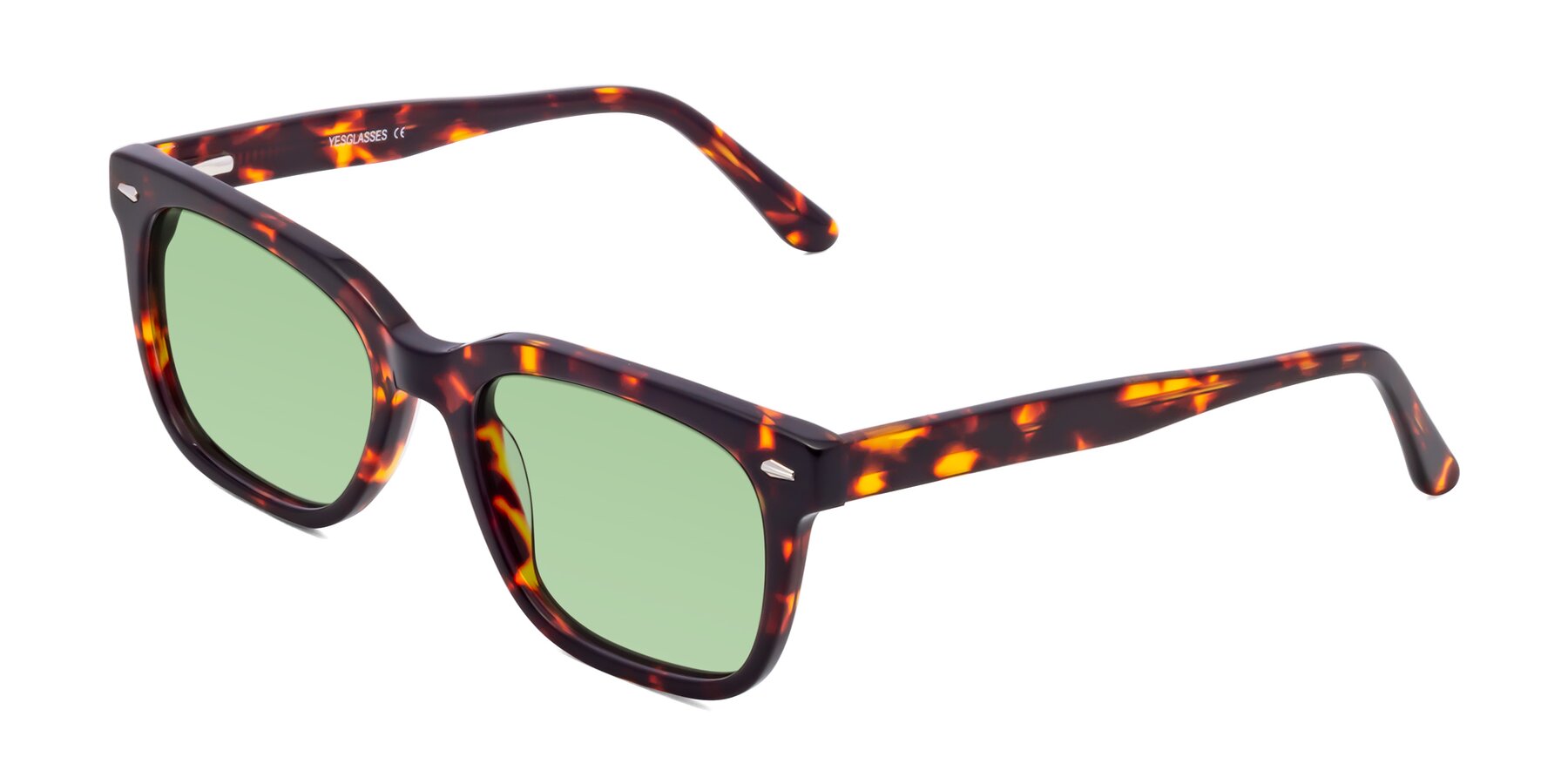 Angle of 1052 in Red Tortoise with Medium Green Tinted Lenses