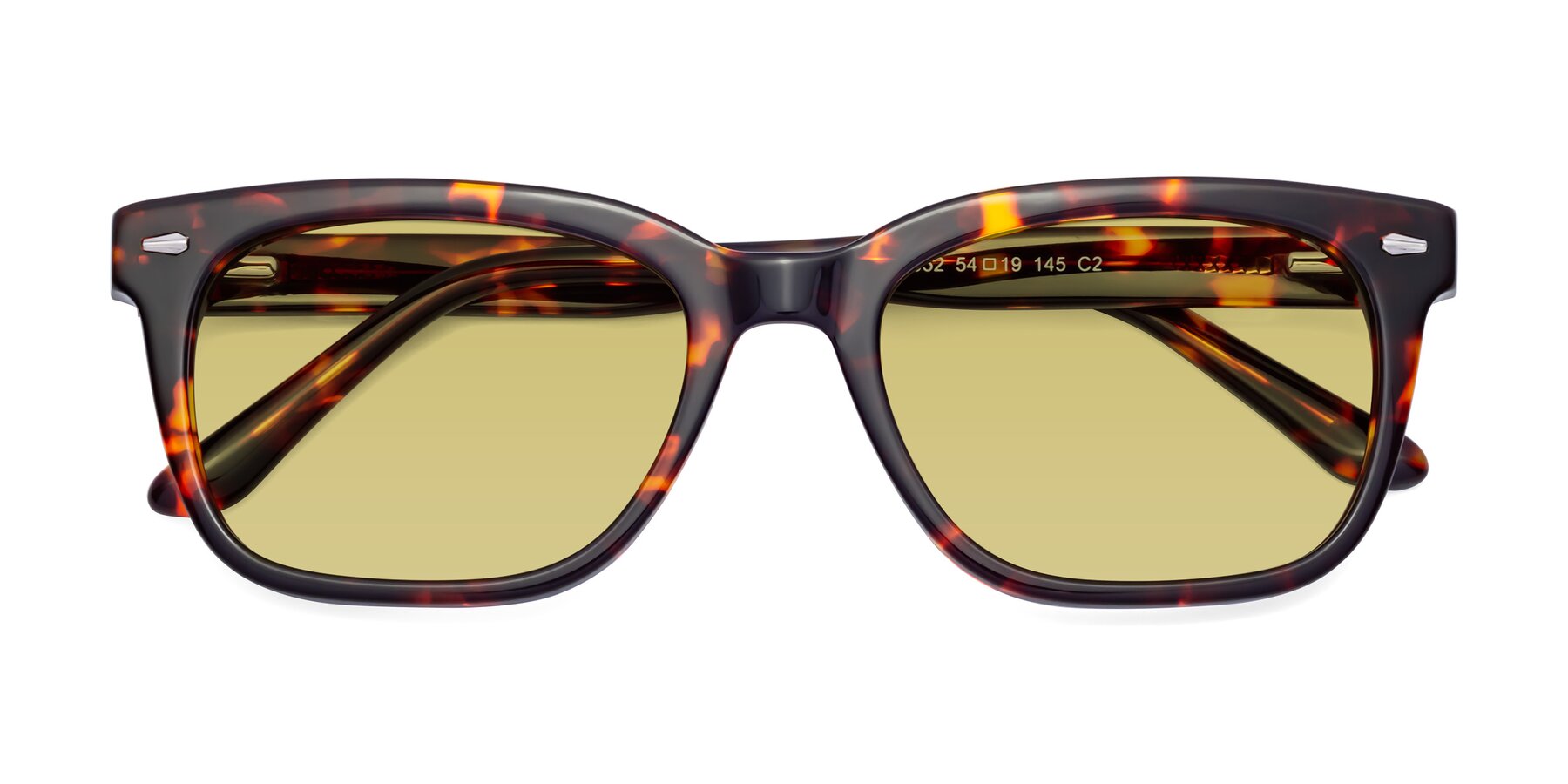Folded Front of 1052 in Red Tortoise with Medium Champagne Tinted Lenses