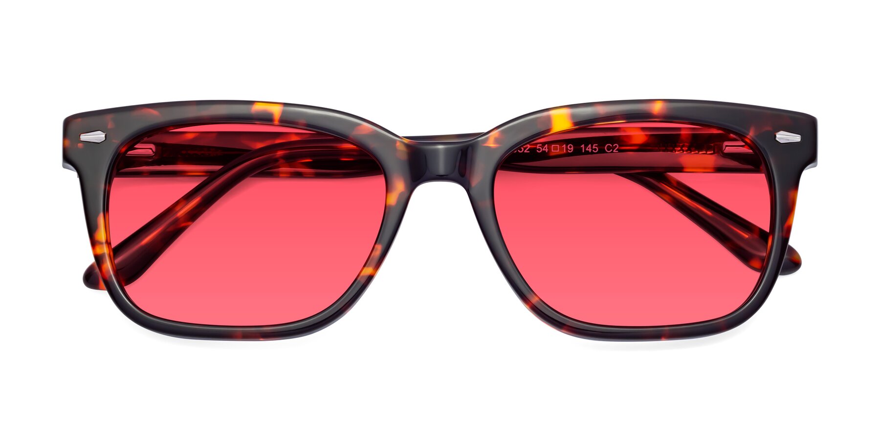 Folded Front of 1052 in Red Tortoise with Red Tinted Lenses