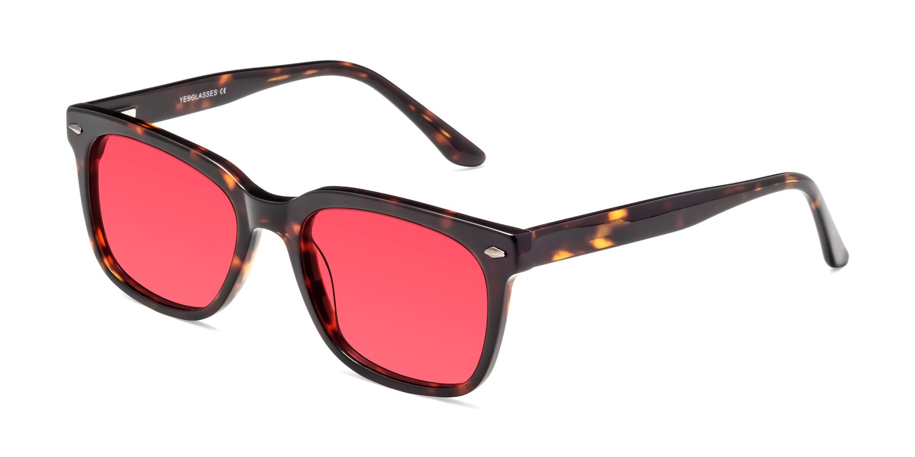 Angle of 1052 in Tortoise with Red Tinted Lenses