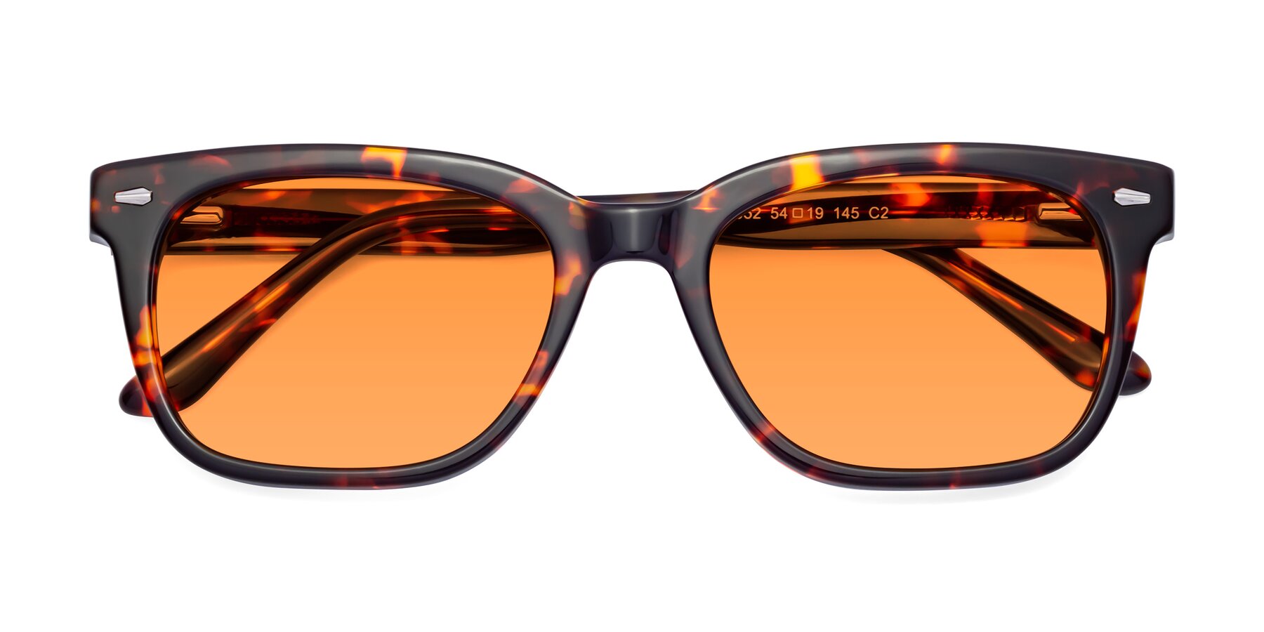 Folded Front of 1052 in Red Tortoise with Orange Tinted Lenses