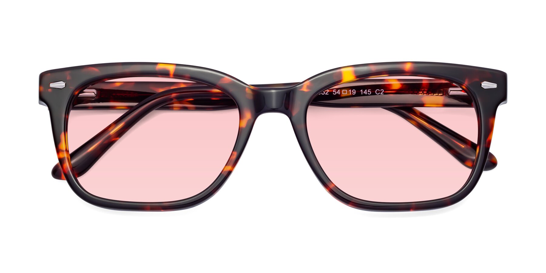 Folded Front of 1052 in Red Tortoise with Light Garnet Tinted Lenses