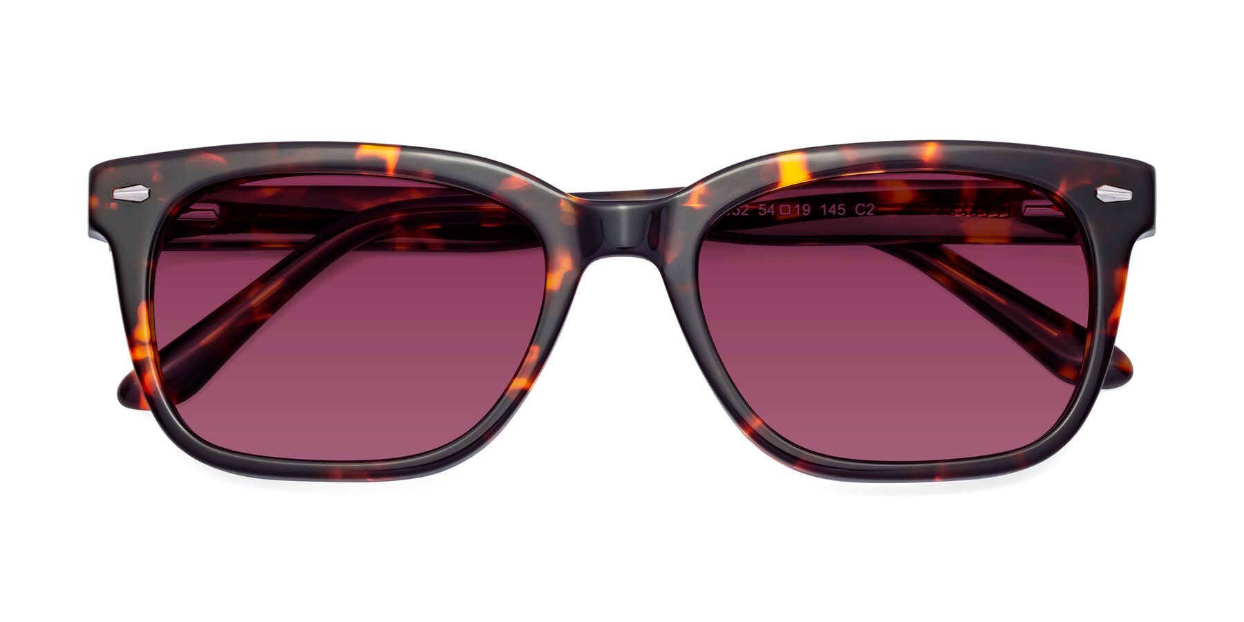 Folded Front of 1052 in Red Tortoise with Wine Tinted Lenses