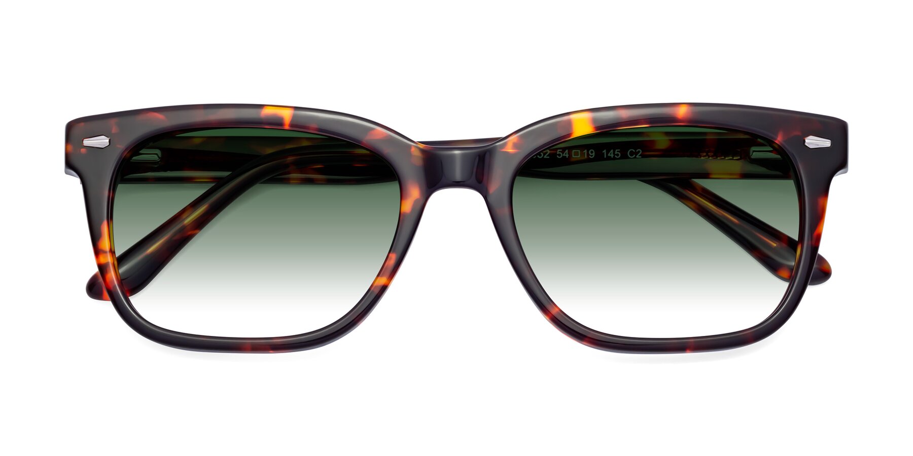Folded Front of 1052 in Red Tortoise with Green Gradient Lenses