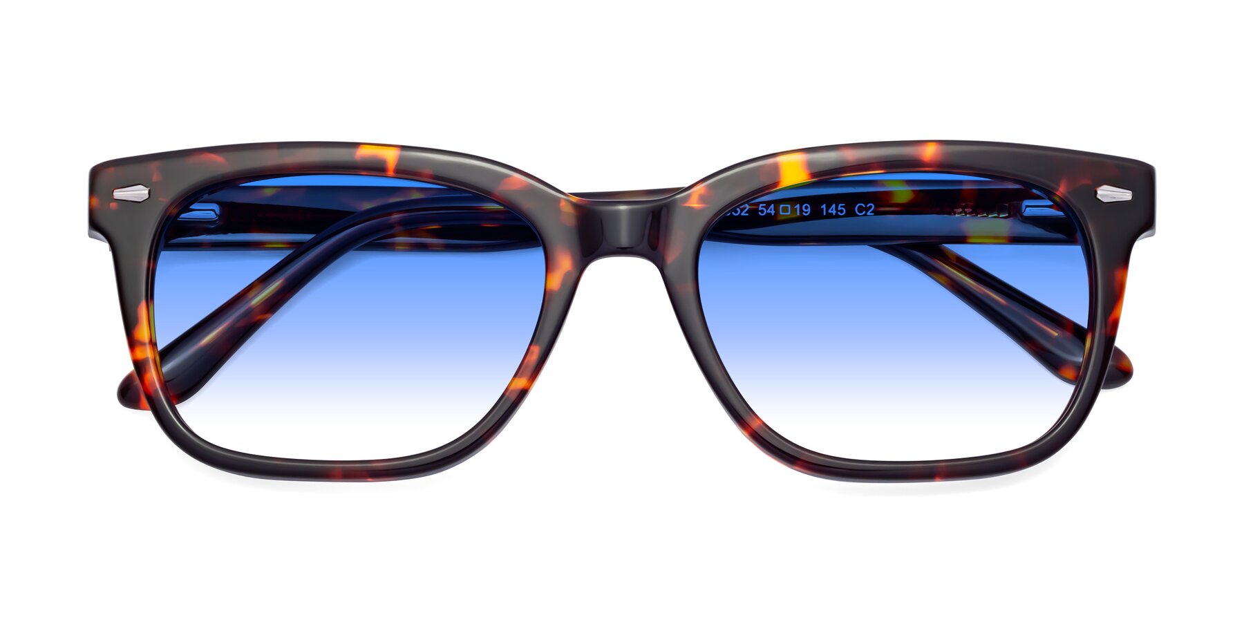 Folded Front of 1052 in Red Tortoise with Blue Gradient Lenses