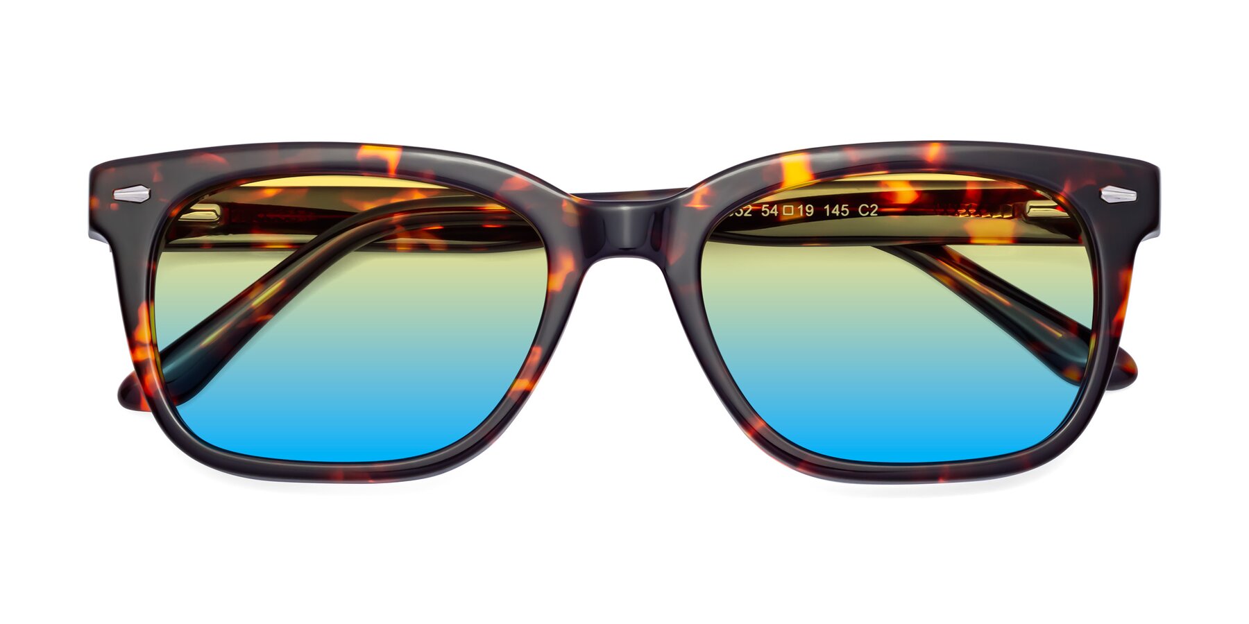 Folded Front of 1052 in Red Tortoise with Yellow / Blue Gradient Lenses