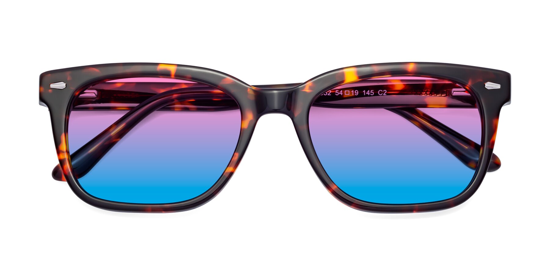 Folded Front of 1052 in Red Tortoise with Pink / Blue Gradient Lenses