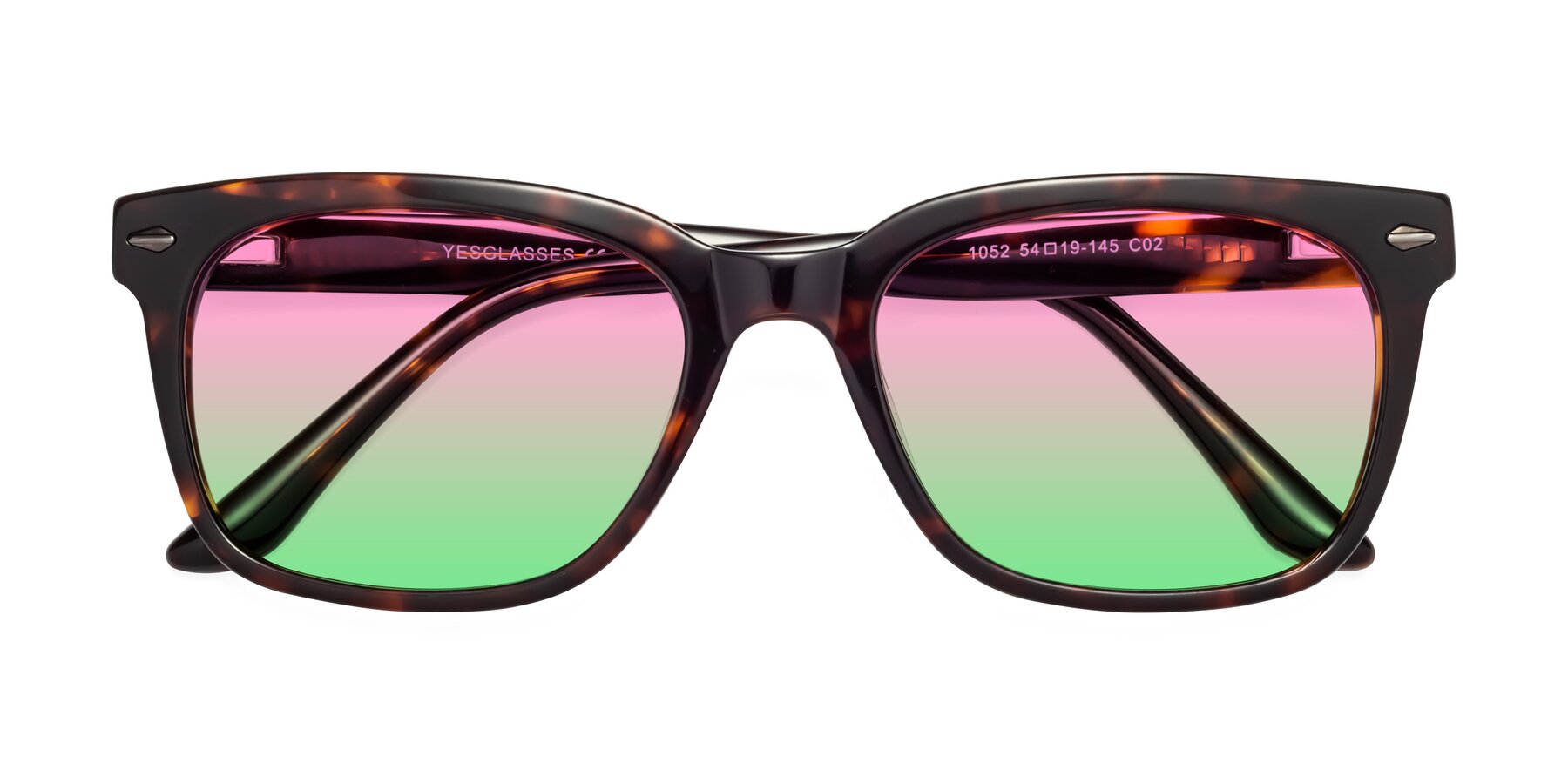 Folded Front of 1052 in Tortoise with Pink / Green Gradient Lenses