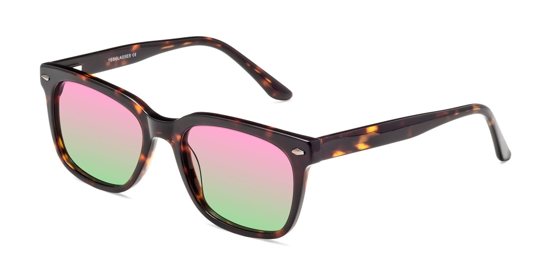 Angle of 1052 in Tortoise with Pink / Green Gradient Lenses