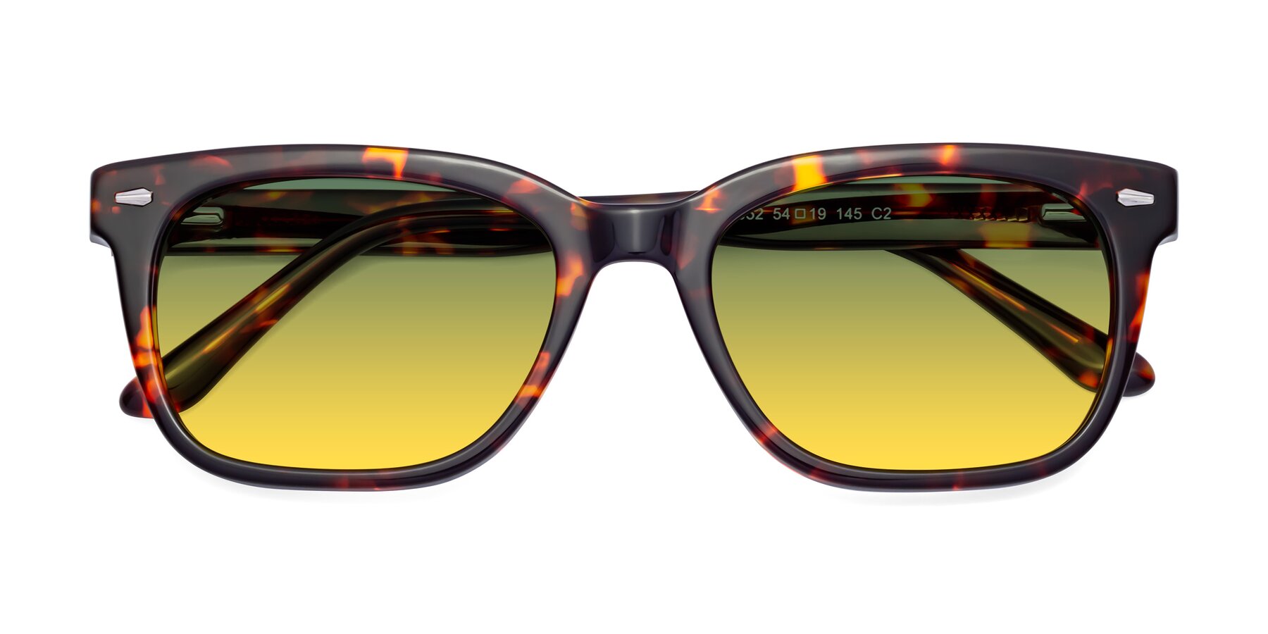 Folded Front of 1052 in Red Tortoise with Green / Yellow Gradient Lenses