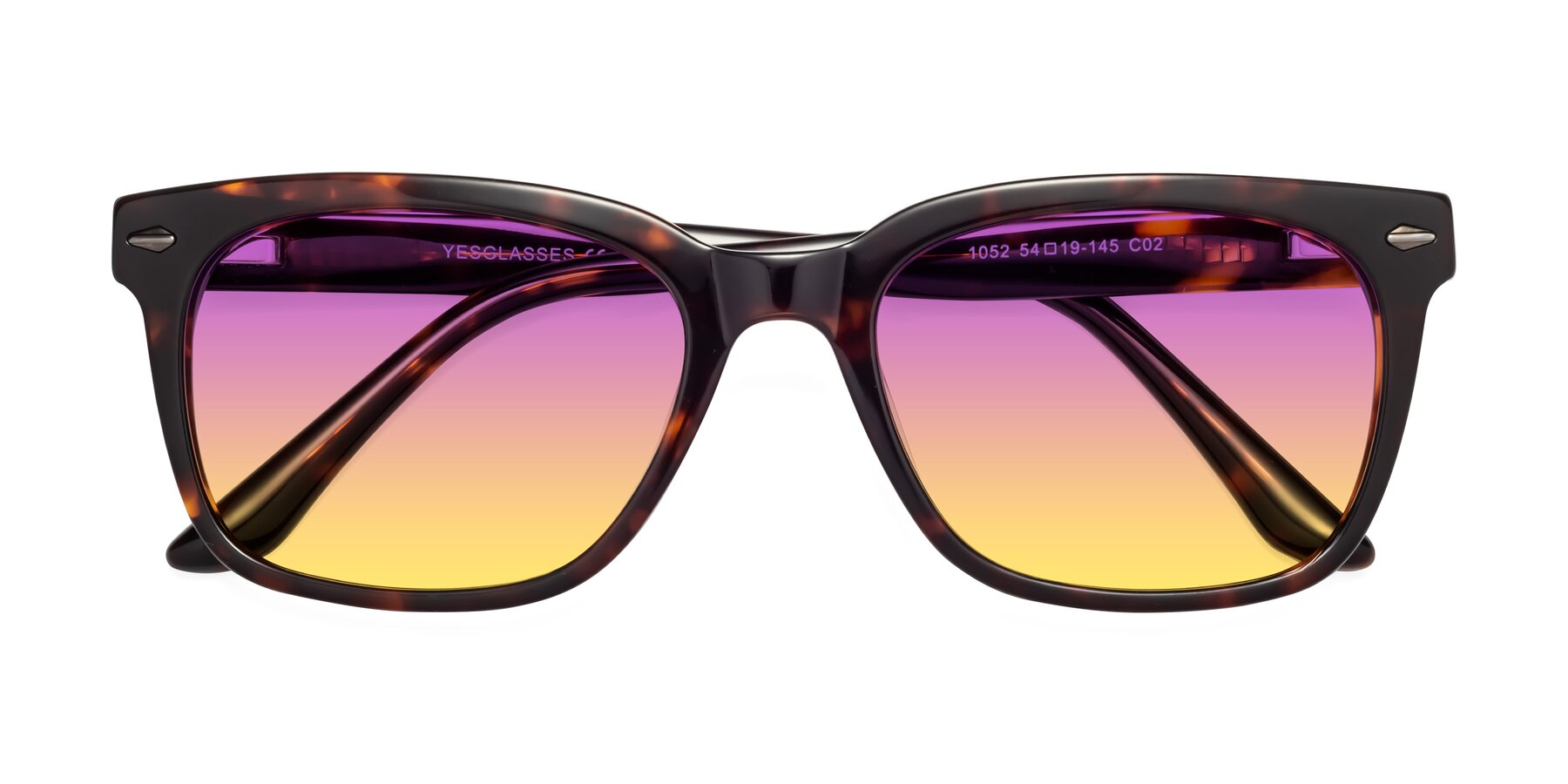 Folded Front of 1052 in Tortoise with Purple / Yellow Gradient Lenses